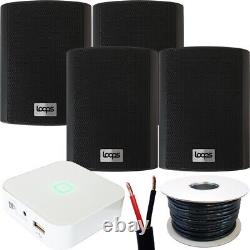 80w Mini Wifi Amplificateur Stéréo & 4x 70w 4 Black Outdoor Wall Speaker System