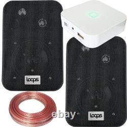 80w Mini Wifi Stéréo Amplificateur & 2x 70w Noir Mur Haut-parleur Système Audio