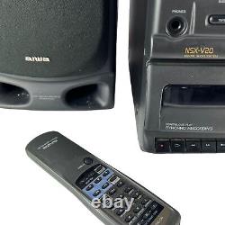 Aiwa Nsx-v20 Am/fm Audio Numérique Stereo Dual Cassette Sx-nv20 Haut-parleurs Et Télécommande