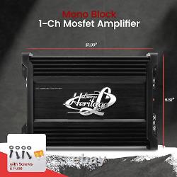Amplificateur de voiture Car Amp 1 Channel 2000w Watt 2 Ohm pour haut-parleurs stéréo Lanzar HTG137 Audio