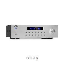 Amplificateur stéréo Bluetooth Power Amp Hi Fi Système Télécommande USB Audio 400 W Argent