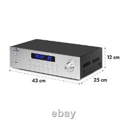 Amplificateur stéréo Bluetooth Power Amp Hi Fi Système Télécommande USB Audio 400 W Argent