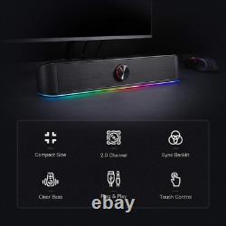 Barre de son Adiemus RGB avec éclairage dynamique et synchronisation audio haut-parleur 2.0 canaux