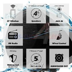Bluetooth Vtt Polaris Rzr Utv Haut-parleurs Stéréo Marine Audio Amp 600w Système Radio