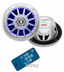 Boss Audio Boat Marine Light Speakers (2 Pack) & Bluetooth Mp3 Stereo Receiver