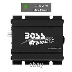 Boss Audio Mcbk470b Moto Vtt Bluetooth Haut-parleurs Amp 1000 Watt Stéréo