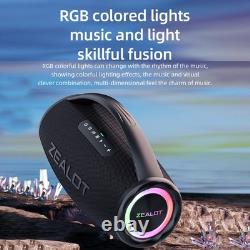 Enceinte BT sans fil stéréo avec son puissant de 80W et lumières colorées