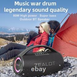 Enceinte BT sans fil stéréo avec son puissant de 80W et lumières colorées