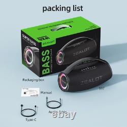 Enceinte BT sans fil stéréo avec son puissant de 80W et lumières colorées