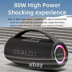 Enceinte BT sans fil stéréo avec son puissant de 80W et lumières colorées