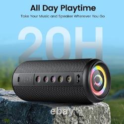 Enceinte Bluetooth Portable Son Stéréo, Bluetooth 5.4, Étanche, 4 Lumières RGB