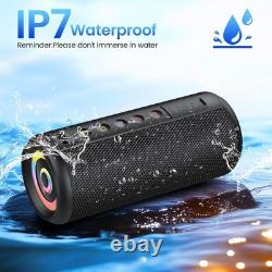 Enceinte Bluetooth Portable Son Stéréo, Bluetooth 5.4, Étanche, 4 Lumières RGB