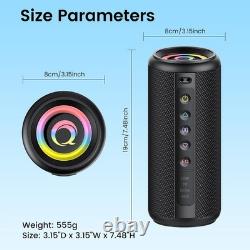 Enceinte Bluetooth Portable Son Stéréo, Bluetooth 5.4, Étanche, 4 Lumières RGB