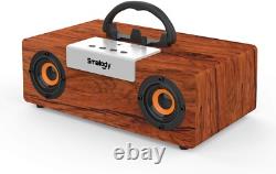 Enceinte Bluetooth Rétro 50W en Bois Sans Fil, 12H d'Autonomie & Son Stéréo 360°