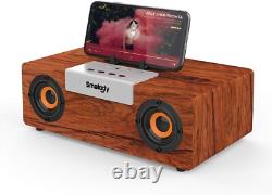 Enceinte Bluetooth Rétro 50W en Bois Sans Fil, 12H d'Autonomie & Son Stéréo 360°