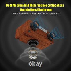 Enceinte Bluetooth Rétro 50W en Bois Sans Fil, 12H d'Autonomie & Son Stéréo 360°