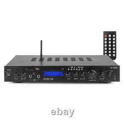 Enceintes 5.0 Surround Sound pour Home Cinéma avec Amplificateur FM Bluetooth, Bois