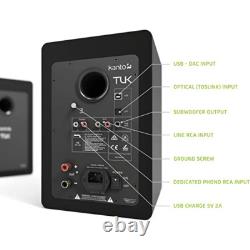Enceintes actives Bluetooth Kanto Audio TUK paire noire mate alimentées pour bibliothèque