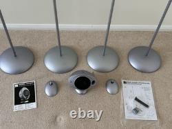 Enceintes surround KEF HTS2001 Egg x 5, 4 pieds hauts, câbles, manuels, boîte
