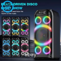 Haut-parleur Bluetooth, 160W de puissance de crête, son stéréo puissant et fort, basses profondes, boombox sans fil