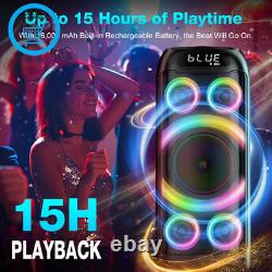 Haut-parleur Bluetooth, 160W de puissance de crête, son stéréo puissant et fort, basses profondes, boombox sans fil