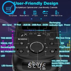 Haut-parleur Bluetooth, 160W de puissance de crête, son stéréo puissant et fort, basses profondes, boombox sans fil