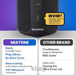 Haut-parleur Bluetooth Boompro 36W, haut-parleurs portables avec son stéréo et basses, Bluetooth