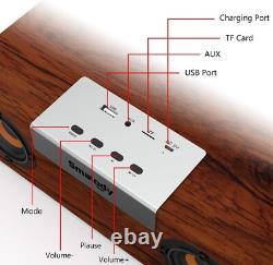 Haut-parleur Bluetooth Rétro 50W en Bois Sans Fil, 12H d'Autonomie & Son Stéréo 360°