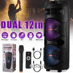 Haut-parleur Bluetooth de fête avec double subwoofer de 12'' - Son stéréo puissant avec basses lourdes et micro
