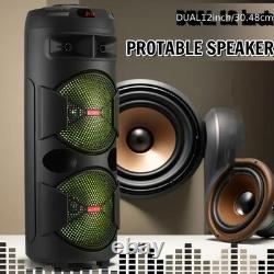 Haut-parleur Bluetooth de fête avec double subwoofer de 12'' - Son stéréo puissant avec basses lourdes et micro