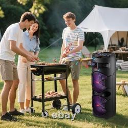 Haut-parleur Bluetooth de fête avec double subwoofer de 12'' - Son stéréo puissant avec basses lourdes et micro