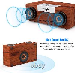 Haut-parleur Bluetooth rétro, son stéréo de 50W, en bois portable sans fil, autonomie de lecture de 12H.