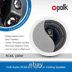 Haut-parleur de plafond Polk Audio RC6S 6,5 pouces Stéréo Encastré 100W Premium Home