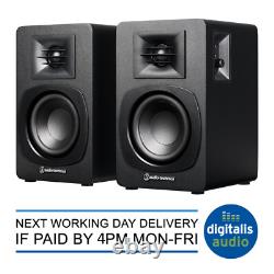 Haut-parleurs de bibliothèque Bluetooth amplifiés Audio-Technica AT-SP3X noirs, boîte ouverte