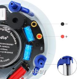 Herdio Haut-parleurs de plafond stéréo Bluetooth filaires intérieurs de 5,25 pouces pour cuisine et salle de bain