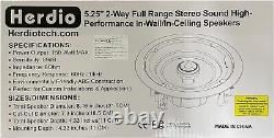 Herdio Haut-parleurs de plafond stéréo Bluetooth filaires intérieurs de 5,25 pouces pour cuisine et salle de bain