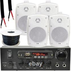 Kit de haut-parleur Bluetooth extérieur 4x 60W Amplificateur stéréo blanc pour jardin BBQ Parties