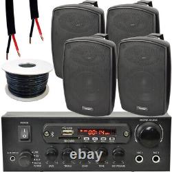 Kit de haut-parleurs Bluetooth d'extérieur 4x 60W Amplificateur stéréo noir Fêtes BBQ au jardin