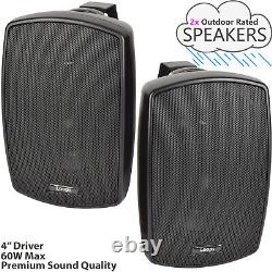 Kit de haut-parleurs Bluetooth d'extérieur 4x 60W Amplificateur stéréo noir Fêtes BBQ au jardin