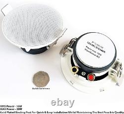 Kit de musique Bluetooth pour plafond avec mini ampli et 4 haut-parleurs profilés bas, son stéréo HiFi.