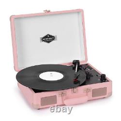Lecteur D'enregistrement Bluetooth Haut-parleurs Stéréo Vinyle Rétro Audio Usb Aux Portable Pink