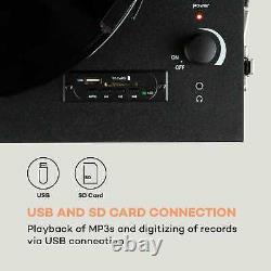 Lecteur D'enregistrement Rétro Tournable Haut-parleurs Stéréo CD Bluetooth Audio Usb Sd Noir