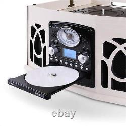 Lecteur D'enregistrement Retro Turntable Haut-parleurs Stéréo Audio CD Mp3 Usb Tape Radio Cream