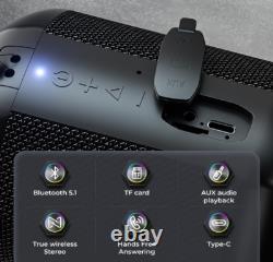 Nouveau haut-parleur Bluetooth portable, LED, étanche, basses, 18 heures, TF/Aux, extérieur