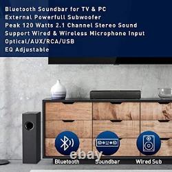 Owaizu Bluetooth Barre De Son Pour La Télévision Avec Subwoofer, Puissant 2.1 Stéréo Sans Fil