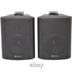 PAIRE DE 4 Haut-parleurs stéréo 2 voies 70W 8Ohm Noir Montés au mur Musique de fond Hi-Fi