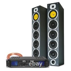 Paire d’enceintes tour Fenton Hi-Fi + amplificateur + câbles 600 W stock UK