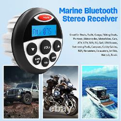 Radio audio stéréo Bluetooth pour voiture et bateau avec haut-parleurs suspendus étanches et antenne.
