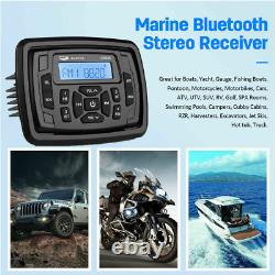 Récepteur Audio Bluetooth Marine Stereo + 2 Haut-parleurs De Bateau + Aerial Pour Vtt Utv