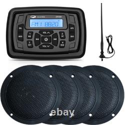 Récepteur stéréo Bluetooth marin et haut-parleurs de bateau étanches 2 paires et antenne